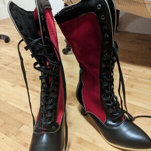 Brand New Goth Lace-Up Boots with Velvet Women's Size 6